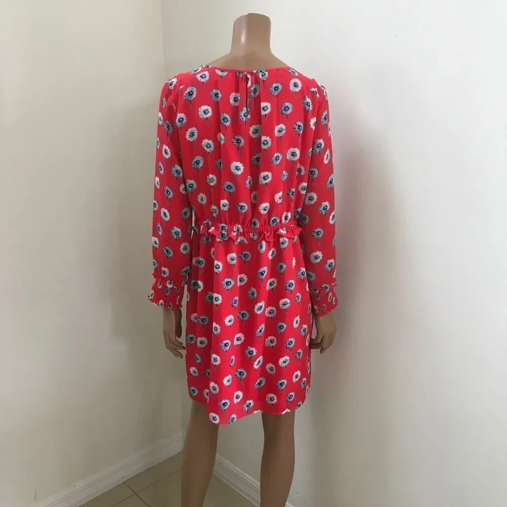 J. Crew floral ruffle long sleeves mini dress 8